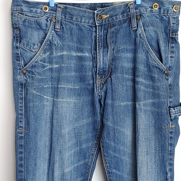 Designer Blue Jeans Men's Size 36x32 Medium Wash Straight Slim Fit - Picture 2 of 11